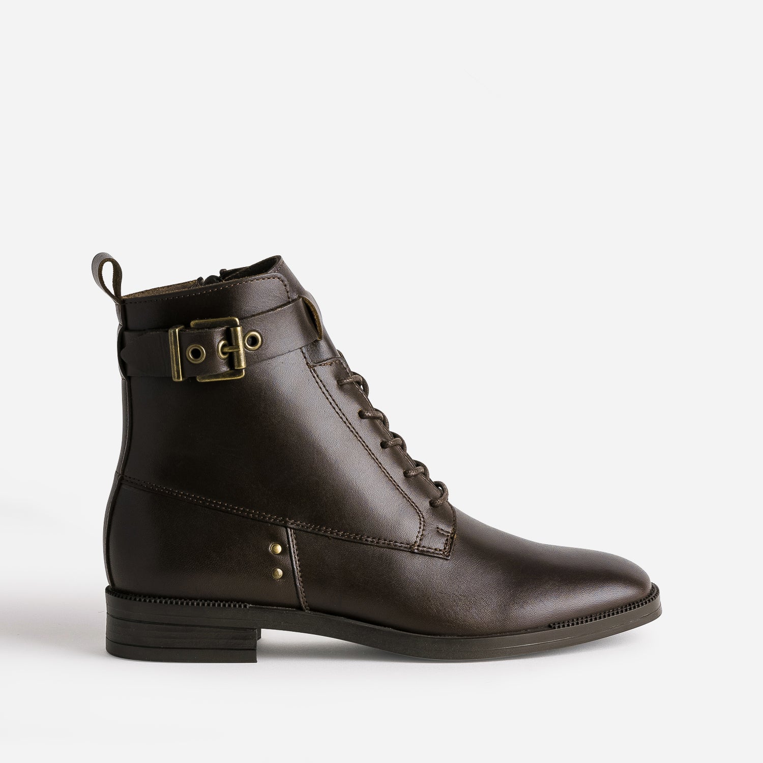 Bottines marron co con ue en cuir