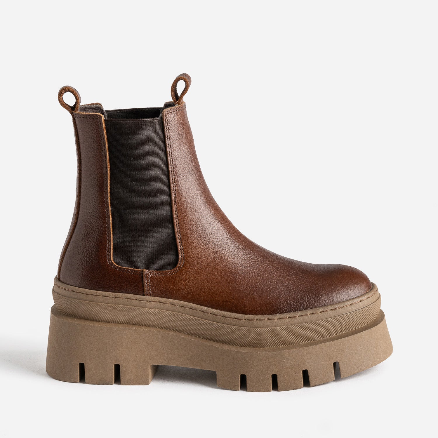 Chelsea boots TEXTO marron cuir eco concu maxi crans Boots bottines Femme ERAM