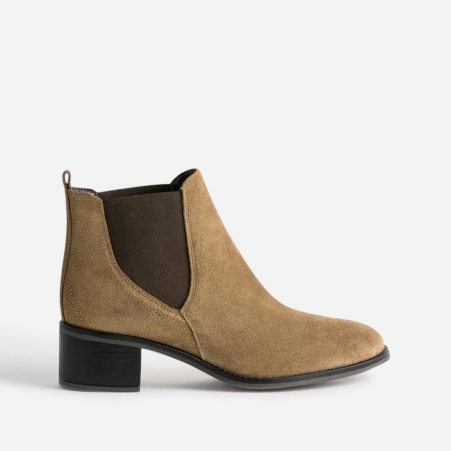 Chelsea boots eco concu taupe en cuir velours Boots bottines Femme ERAM