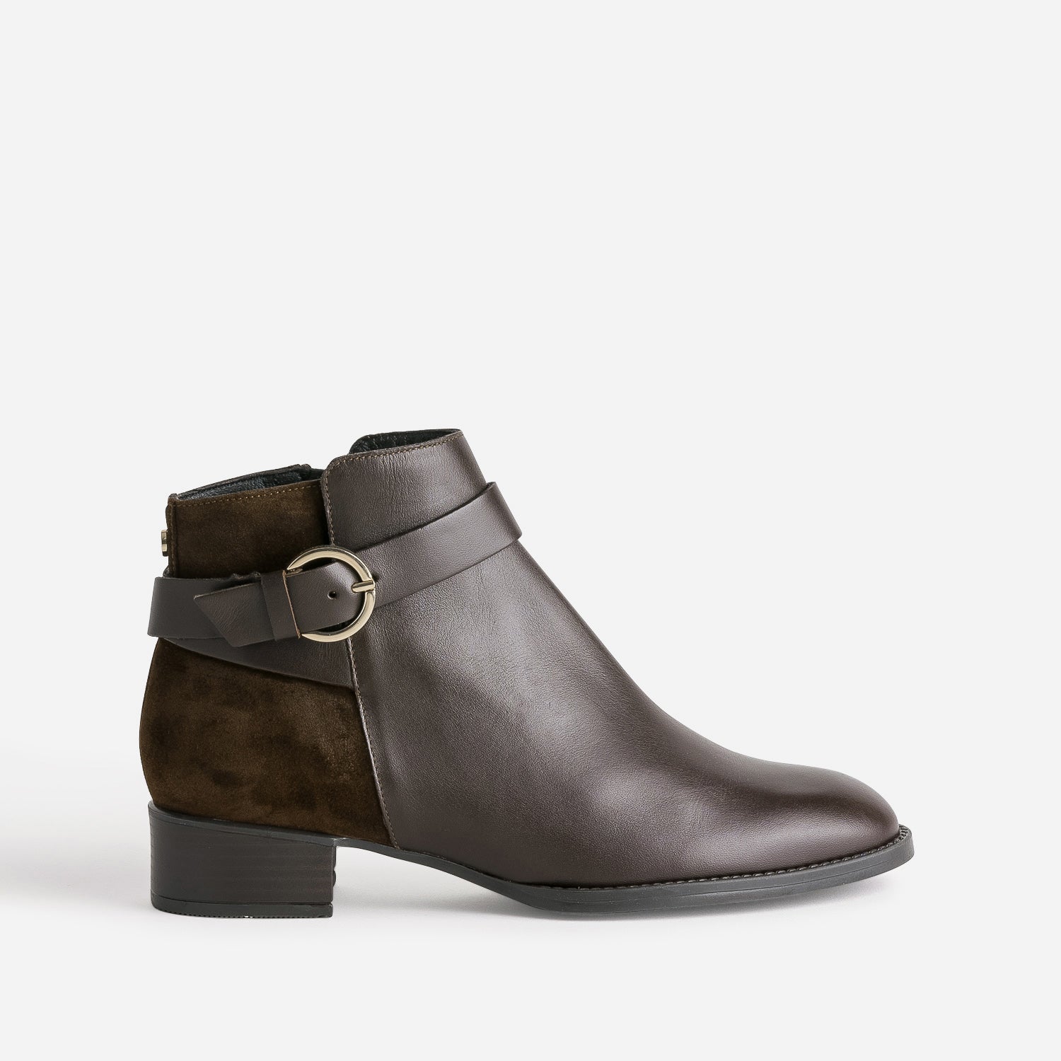 Boots ERAM FLEX marron cuir bi matiere Boots bottines Femme ERAM
