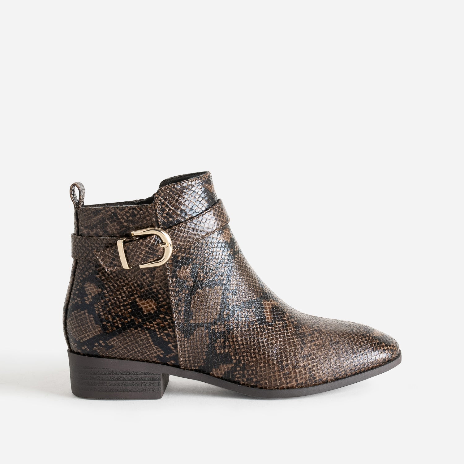 Boots marron effet python avec bride cheville Boots bottines Femme ERAM