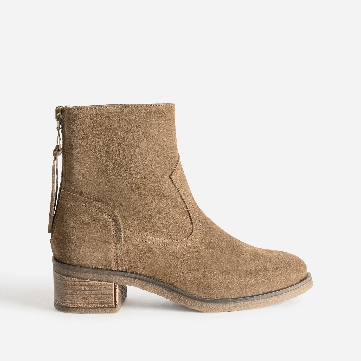 Boots beige cuir velours zip arriere Boots bottines Femme ERAM
