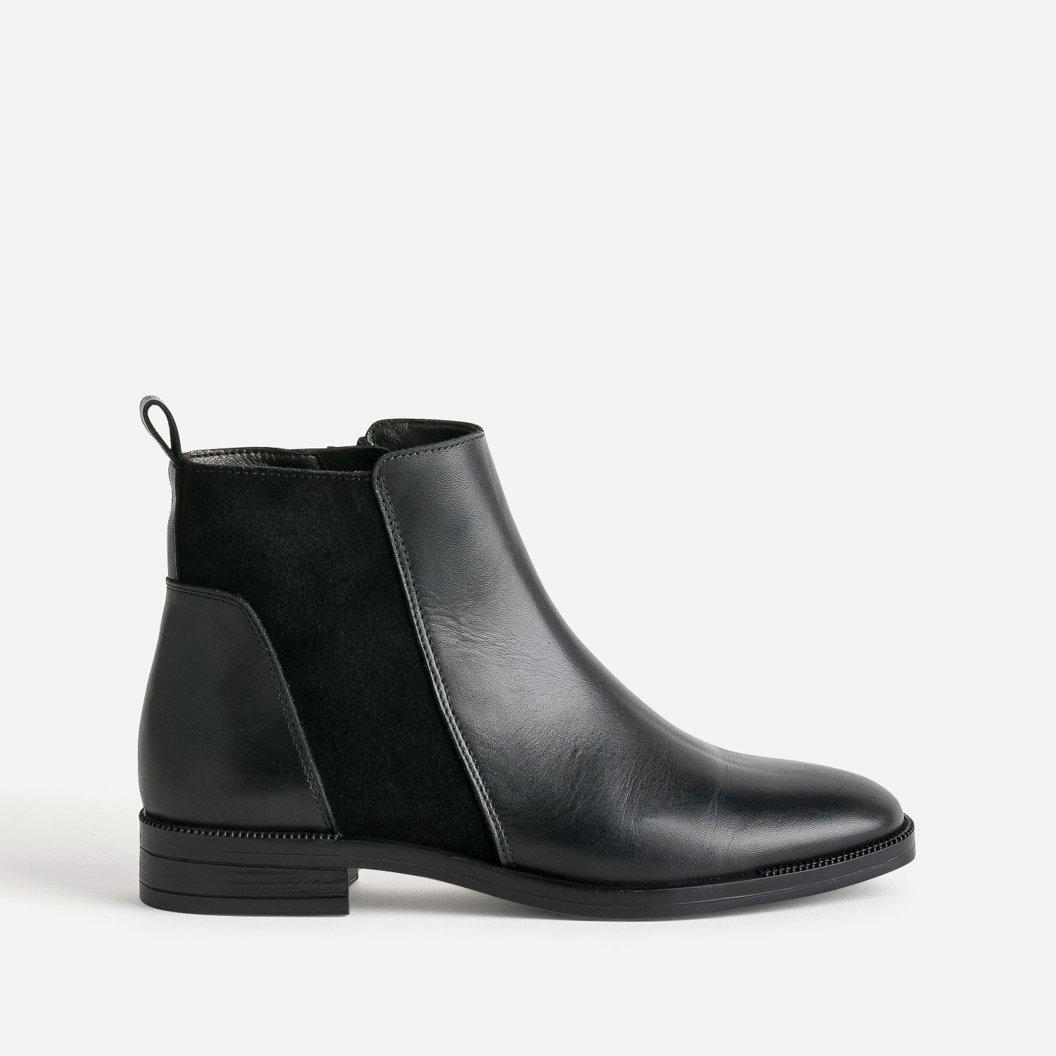 Boots noir cuir bi matiere Boots bottines Femme ERAM