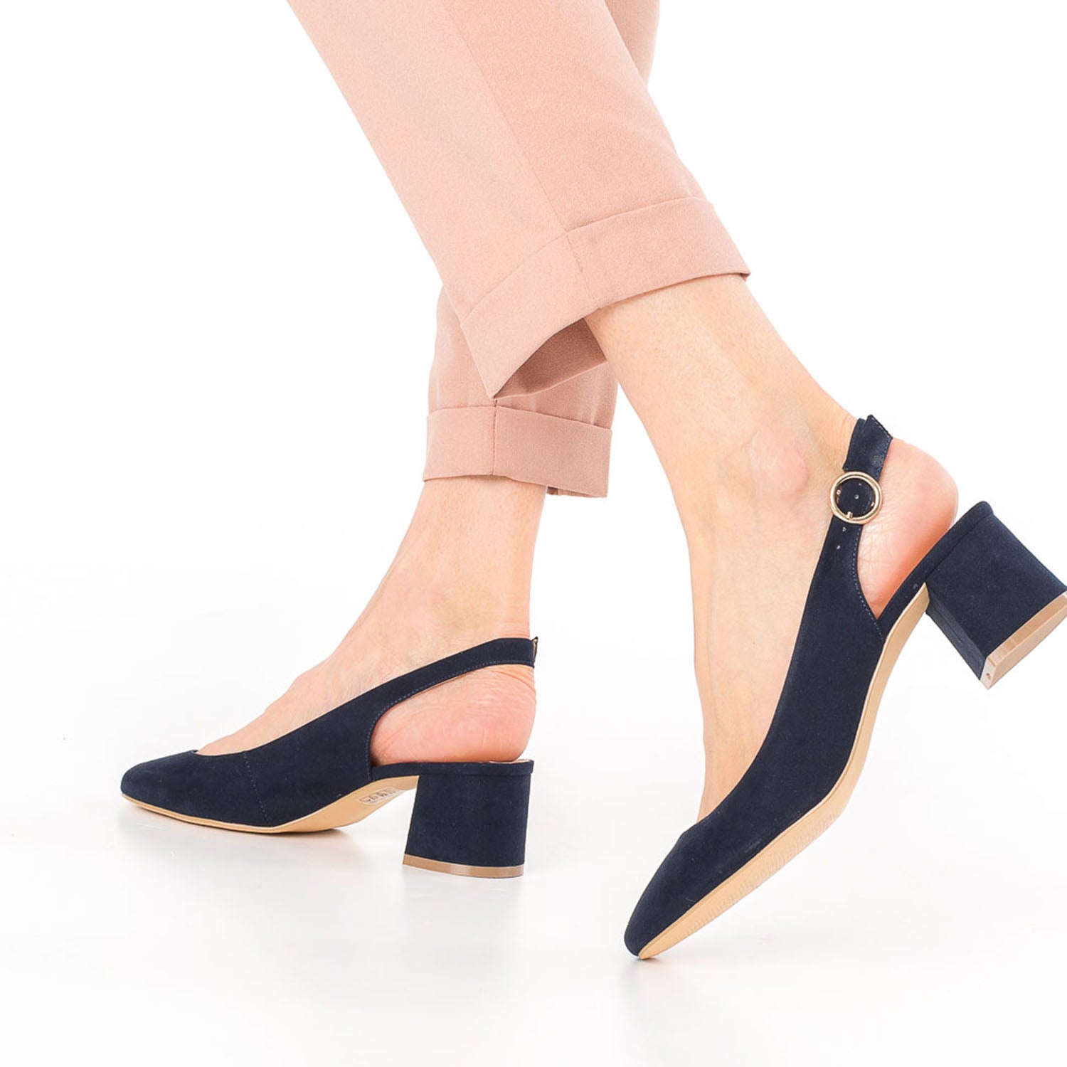 Escarpin slingback marine suede Escarpins Femme ERAM