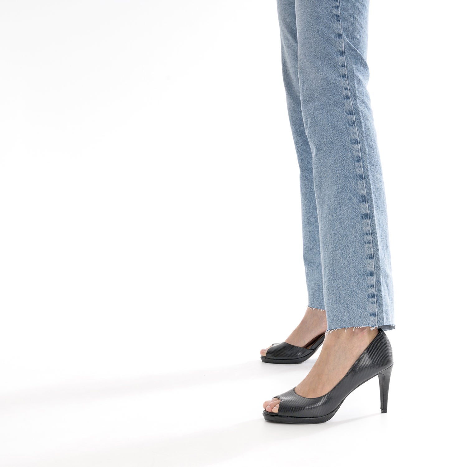 Escarpin open toe TEXTO noir effet python Eram Femme ERAM