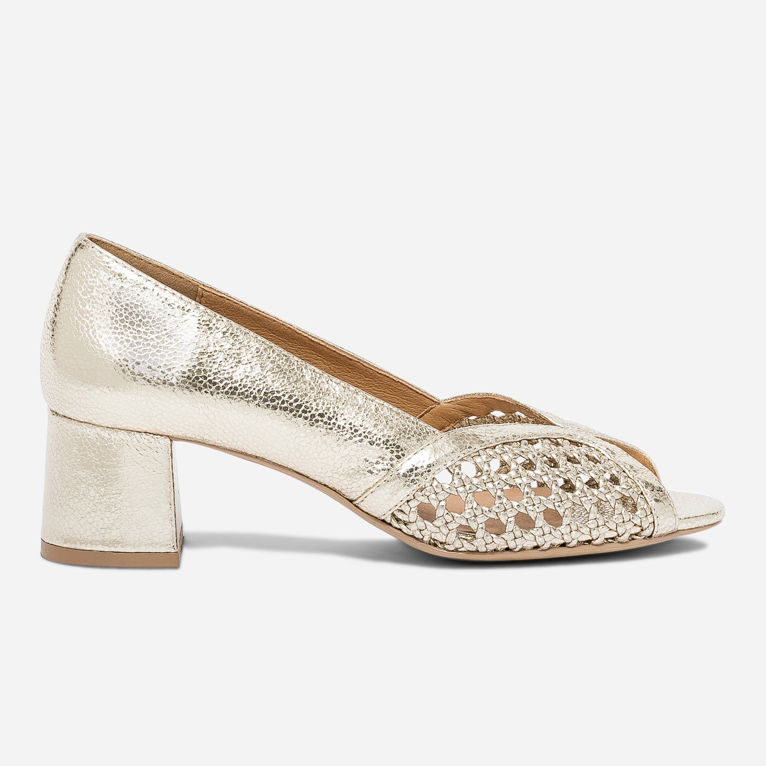 Escarpin open toe dore tresse facon cannage Eram Femme ERAM