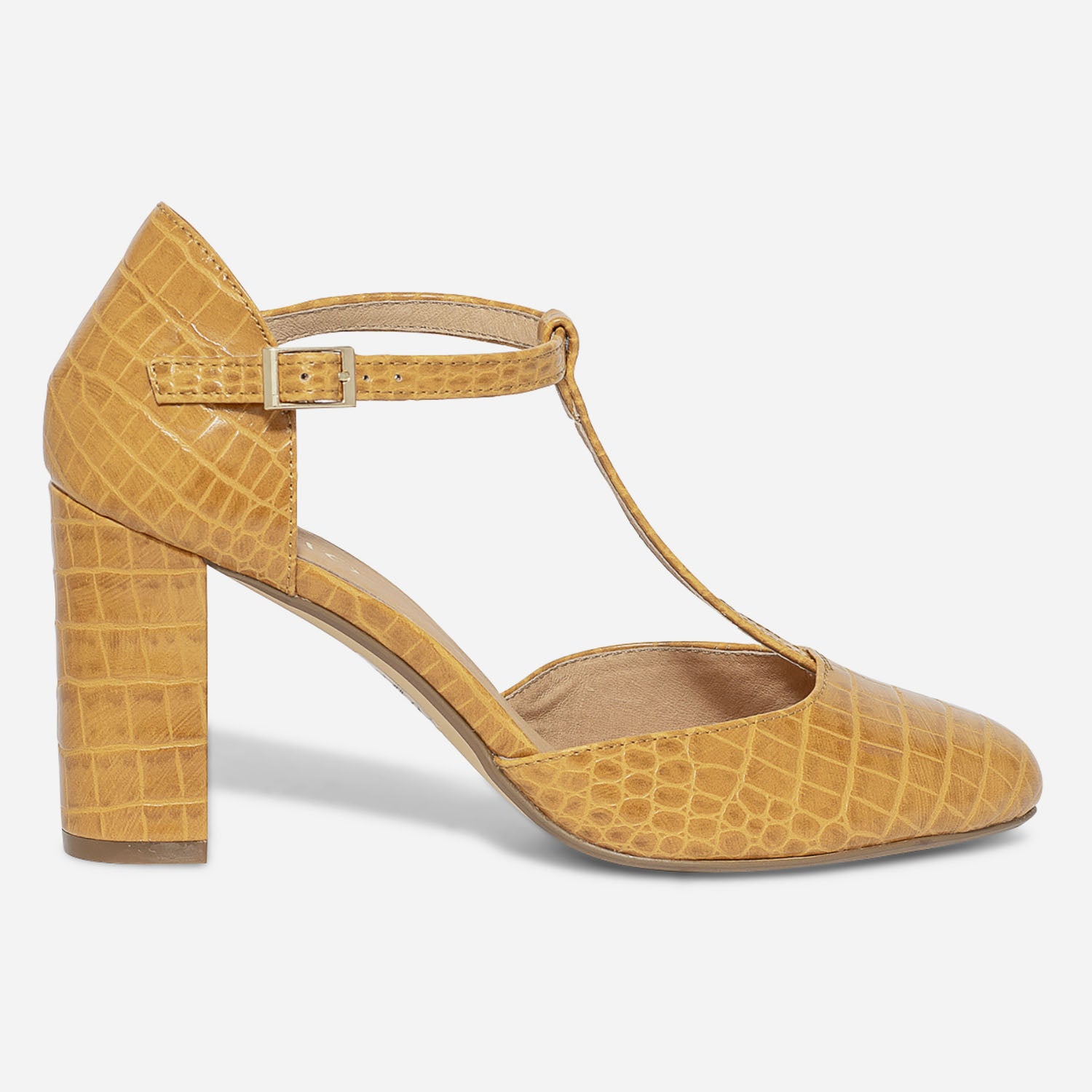 Escarpin salome TEXTO moutarde effet croco Escarpins Femme ERAM