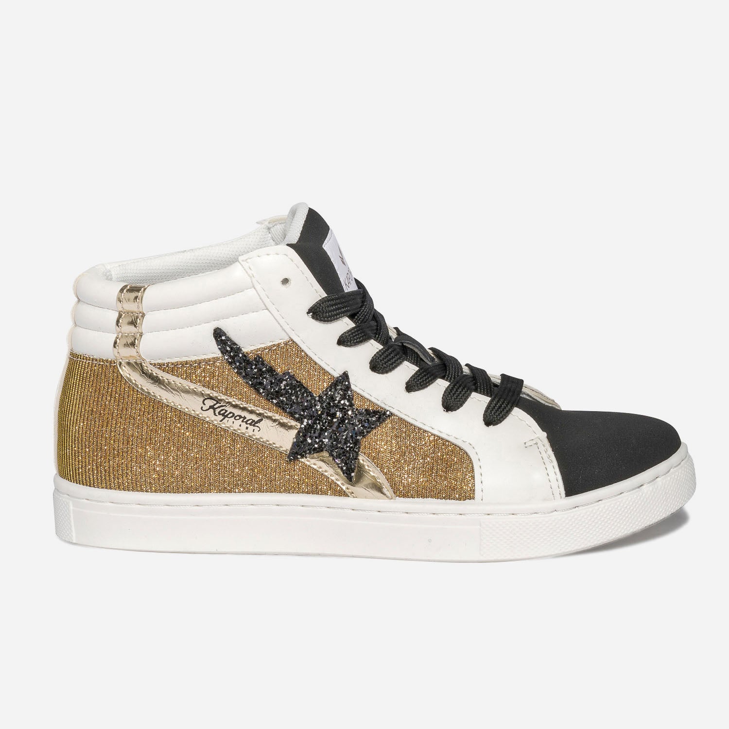 Basket KAPORAL noire blanche et mesh dor Baskets Tennis