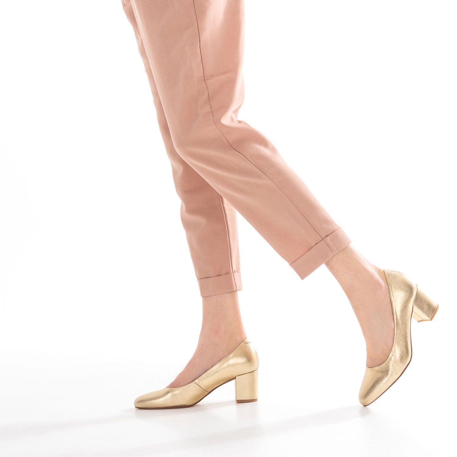 Escarpin dore en cuir Escarpins Femme ERAM