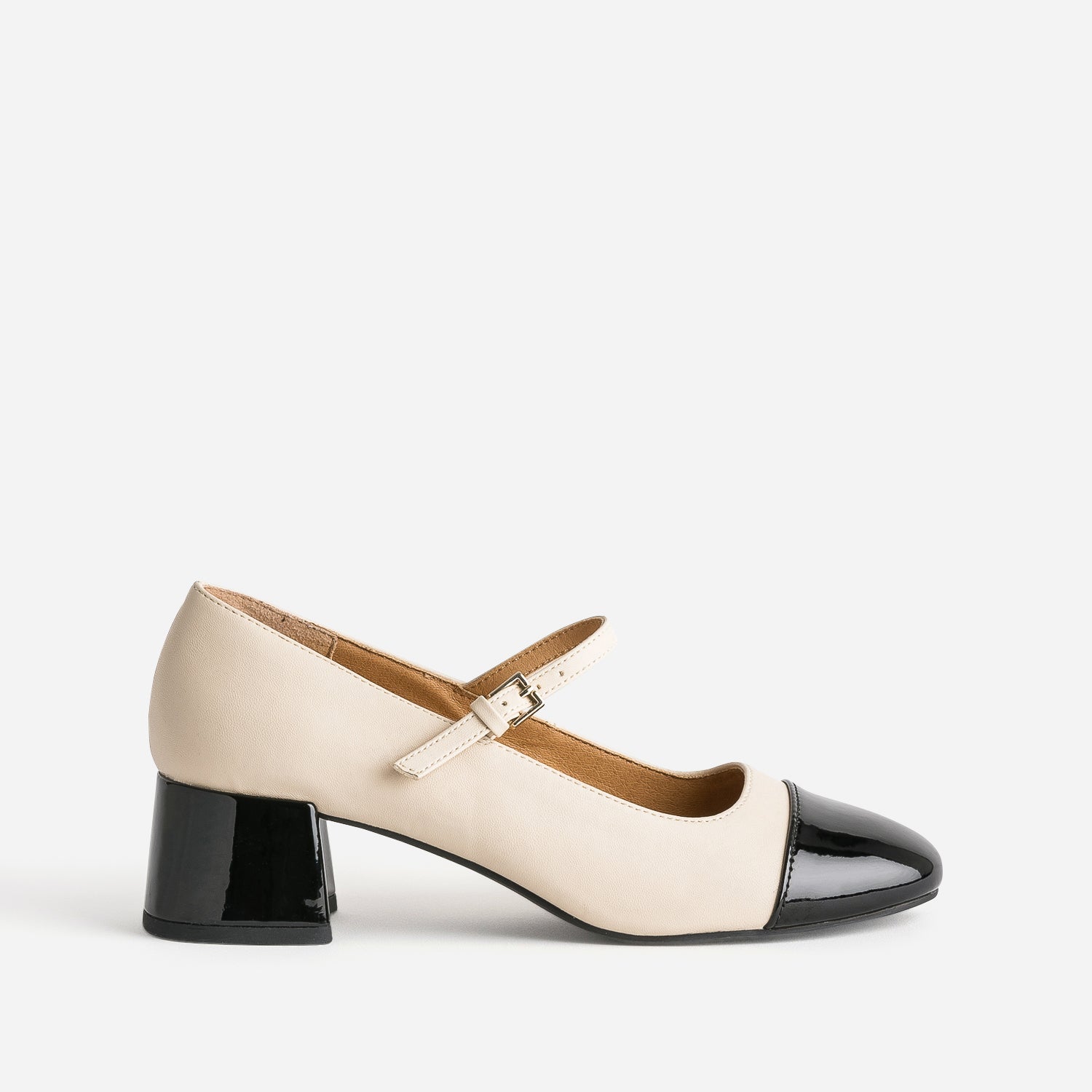 Babies beige a bout et talon verni noir Escarpins Femme ERAM
