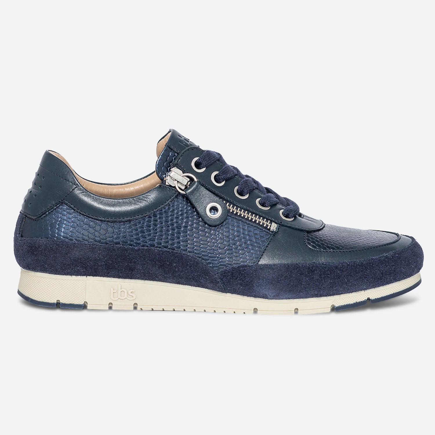 Tennis TBS bleu marine en cuir details ecailles Eram Femme ERAM