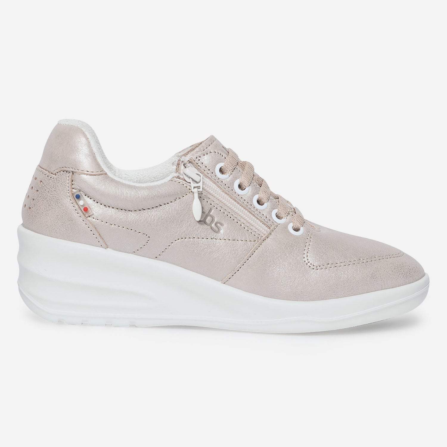 Tennis compens e TBS nude nacr en cuir Baskets Tennis Femme