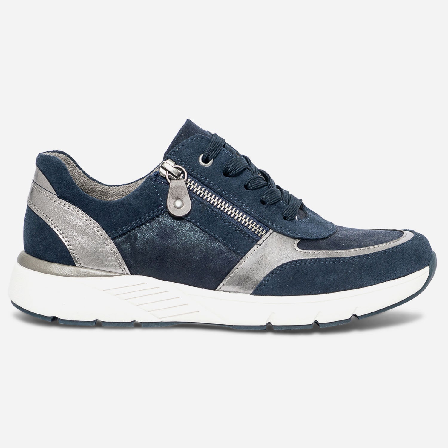 Tennis RELIFE bleu marine en cuir velours Baskets Tennis Femme