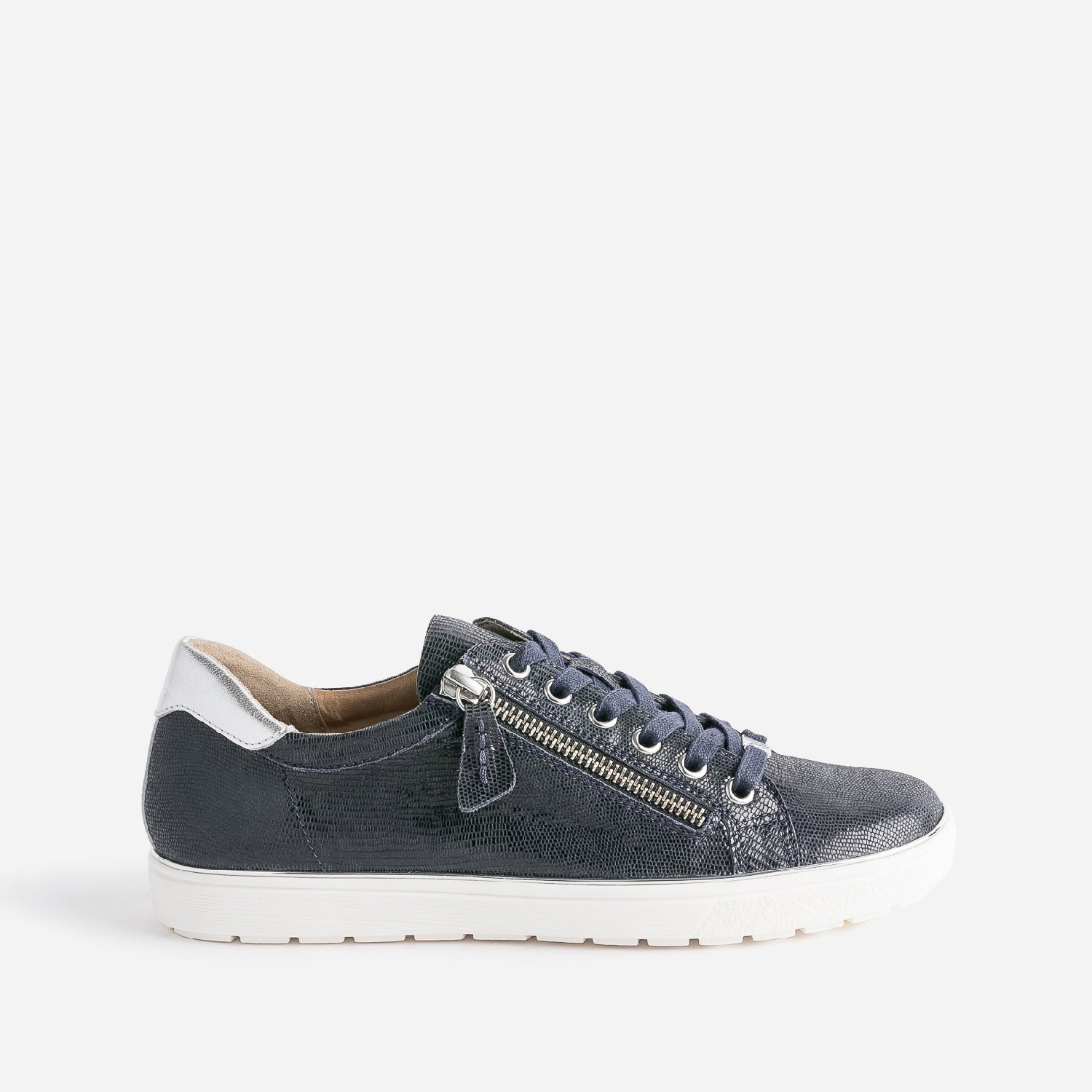 Tennis CAPRICE marine en cuir fantaisie