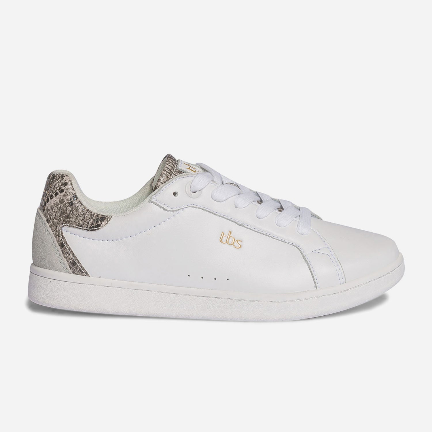 Tennis TBS blanche en cuir d tails python Baskets Tennis Femme
