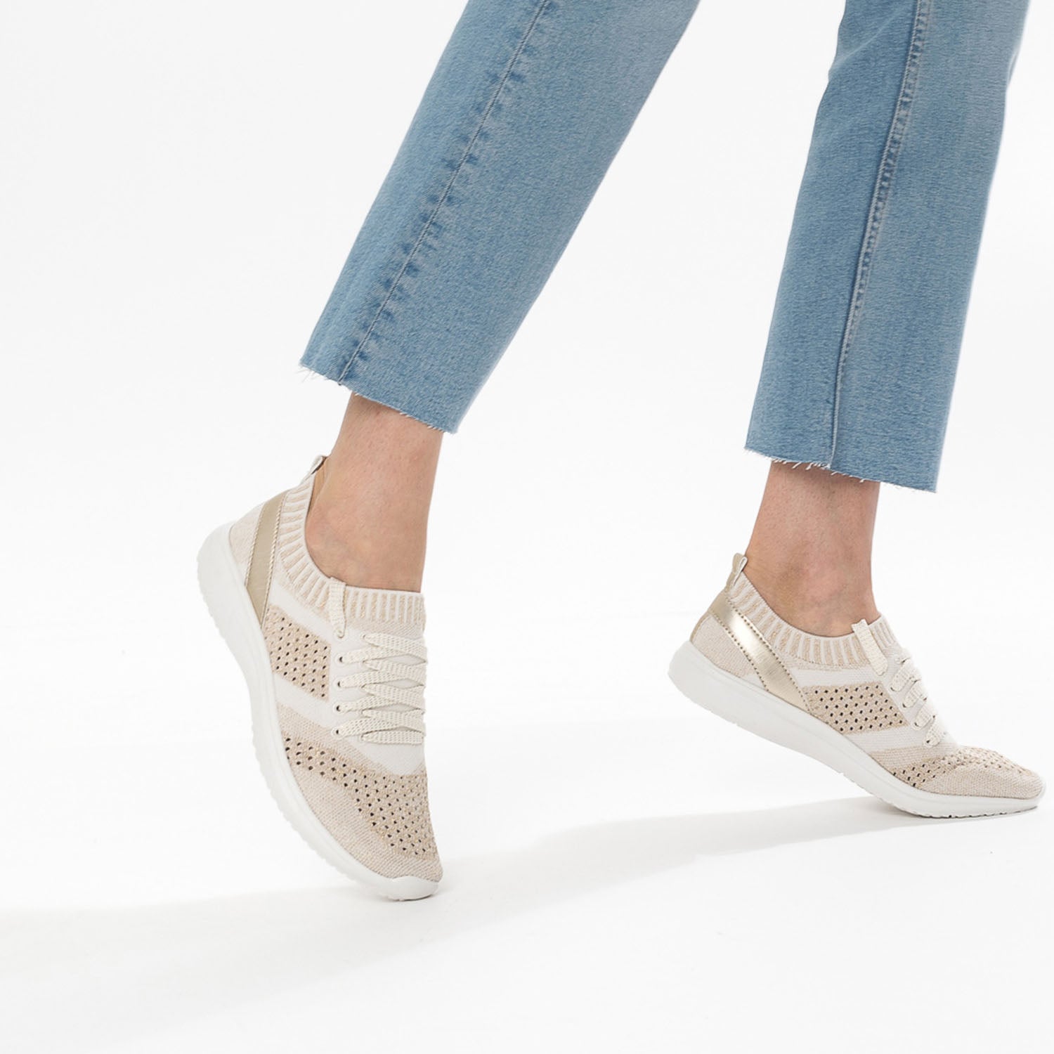 Tennis chaussette blanche et or tricotee Eram Femme ERAM