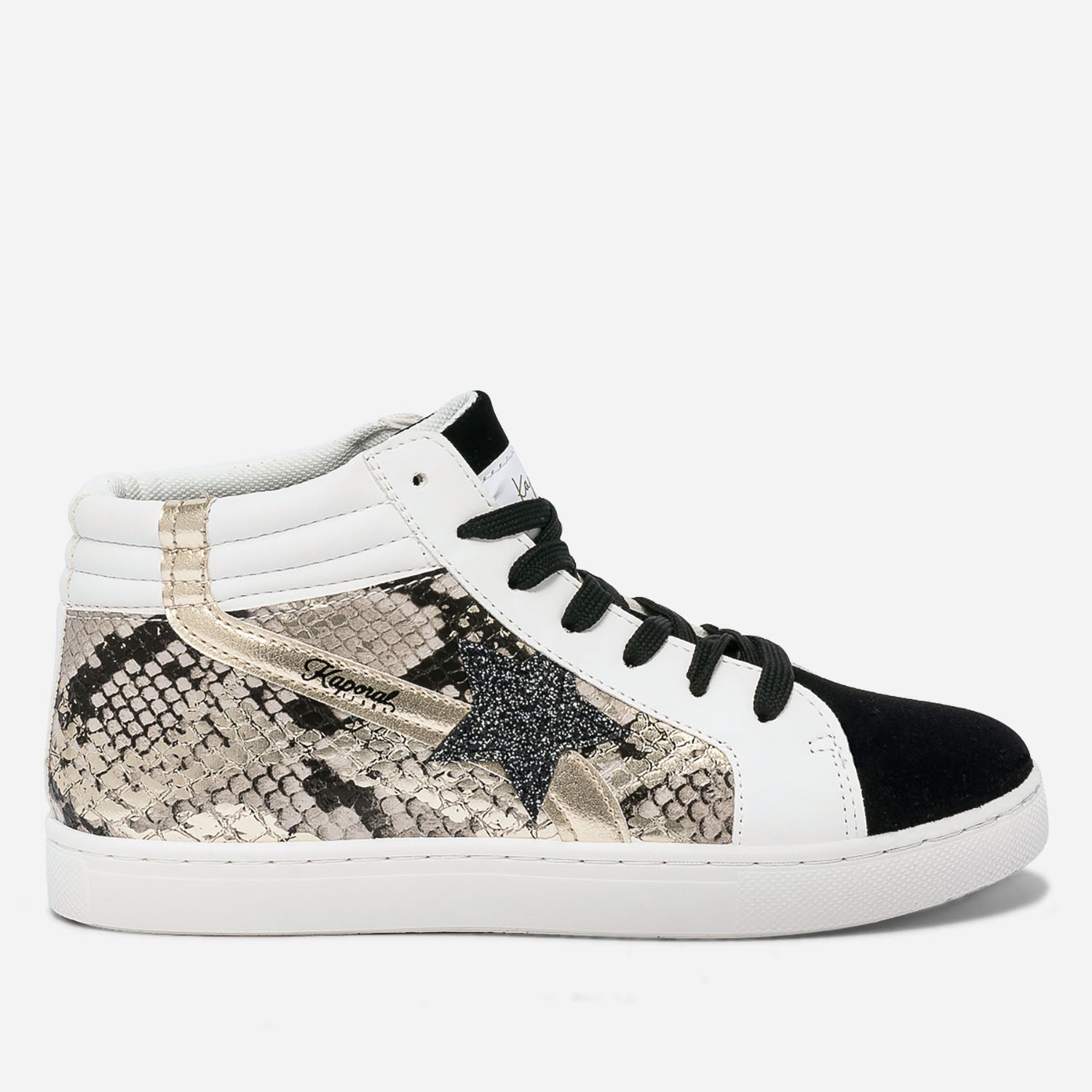 Basket KAPORAL noire blanche et effet python Baskets Tennis Femme ERAM