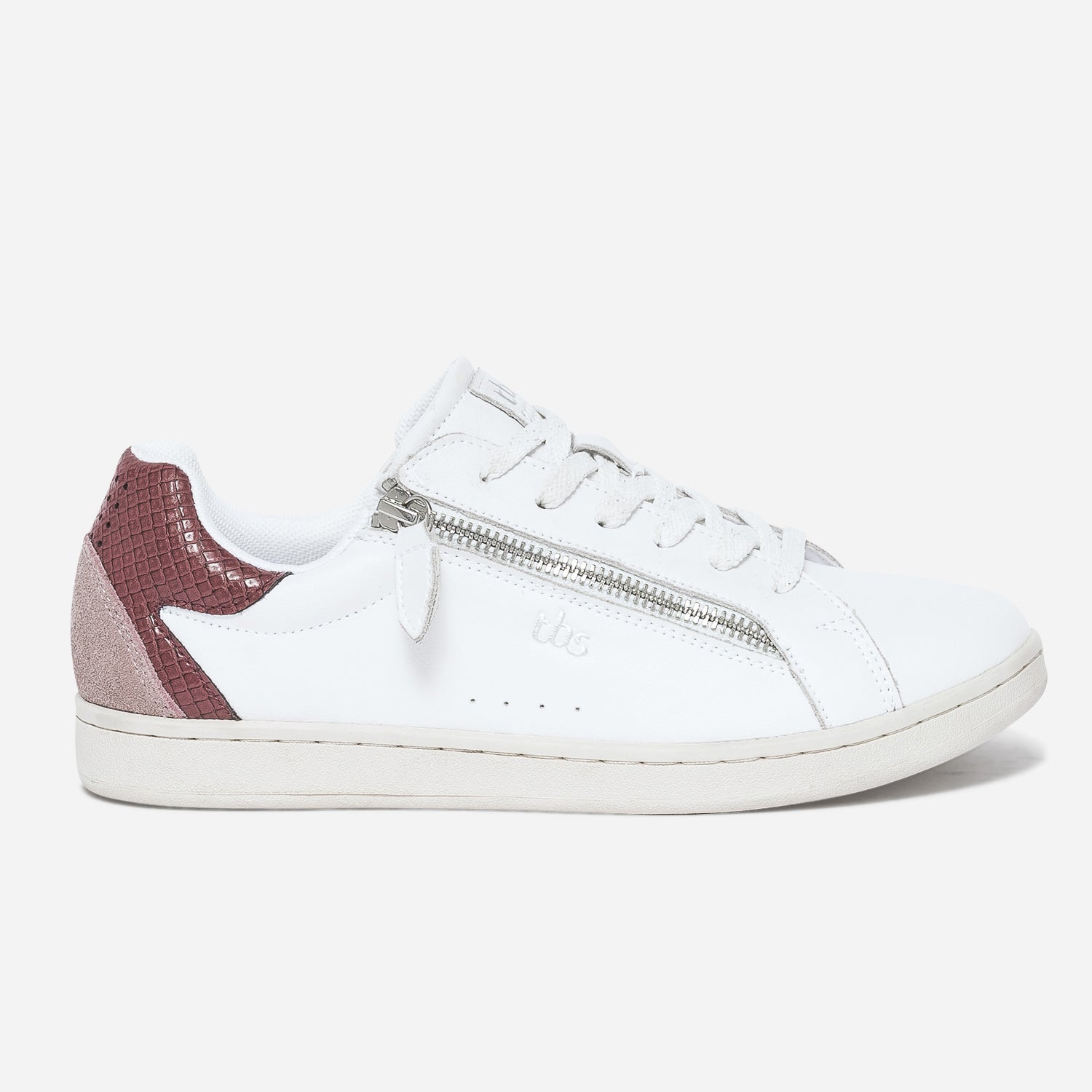Tennis TBS blanche en cuir a zip