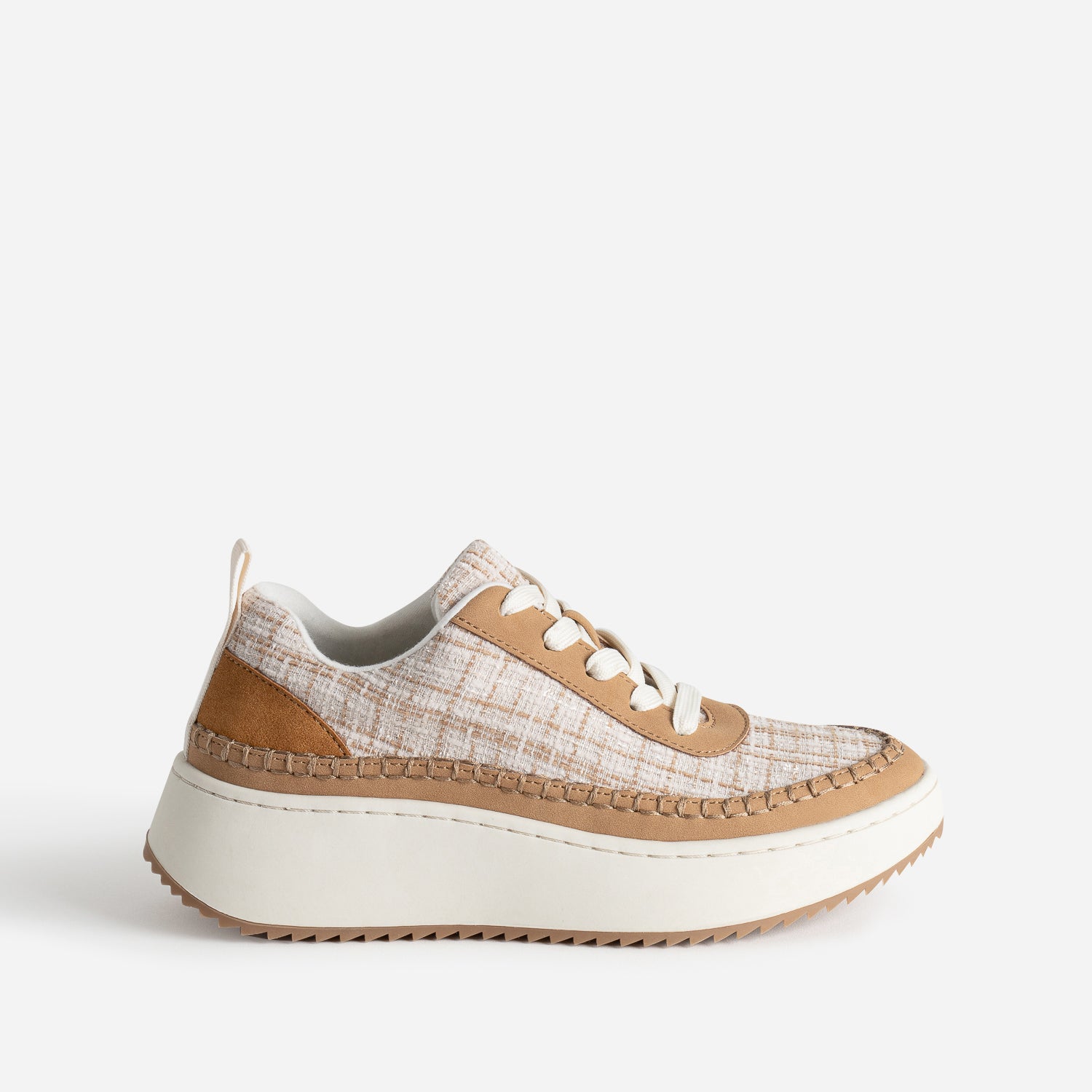 Tennis TEXTO marron camel et ecru a details coteles Baskets Tennis Femme ERAM