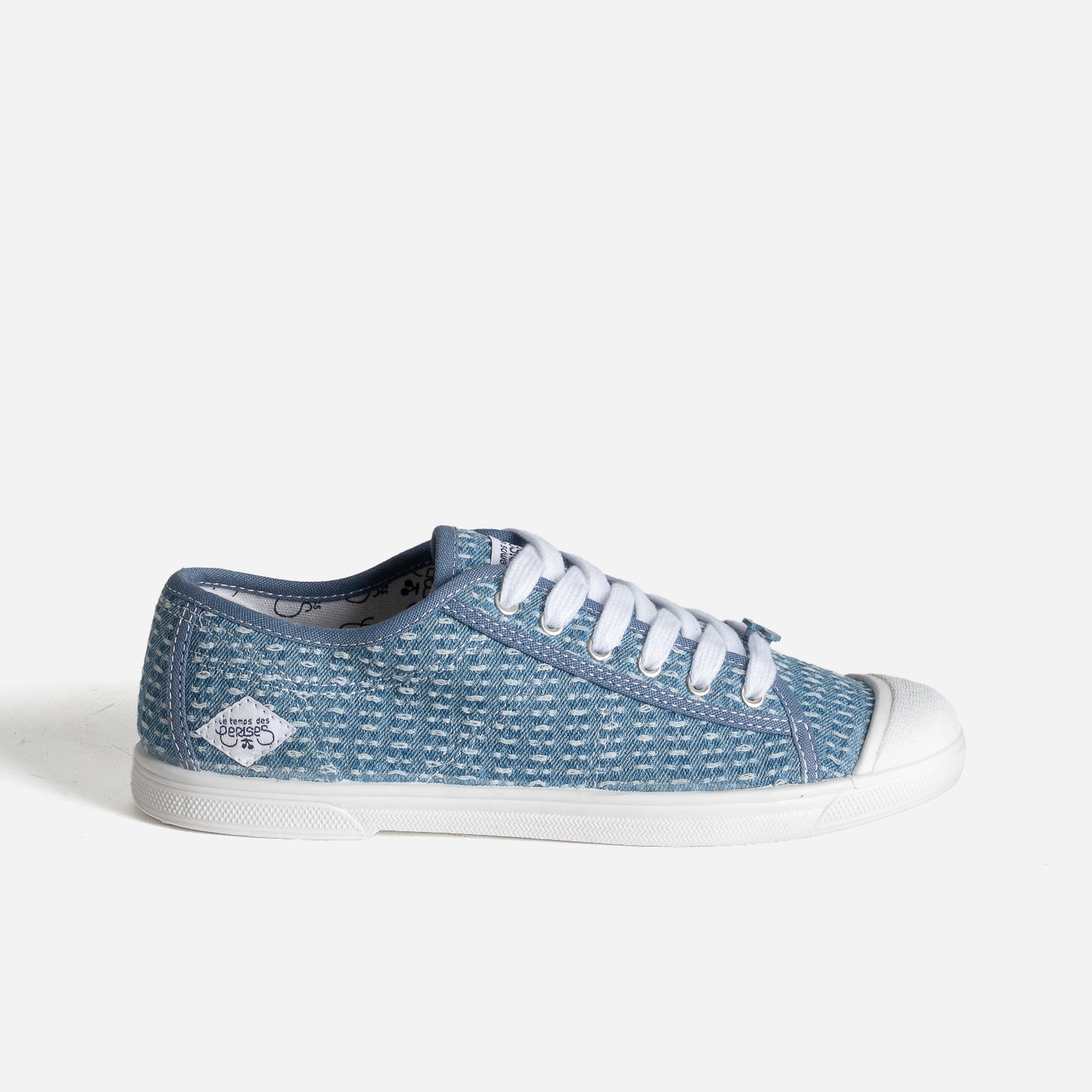 Tennis LE TEMPS DES CERISES marine a fleurs Baskets Tennis Femme ERAM