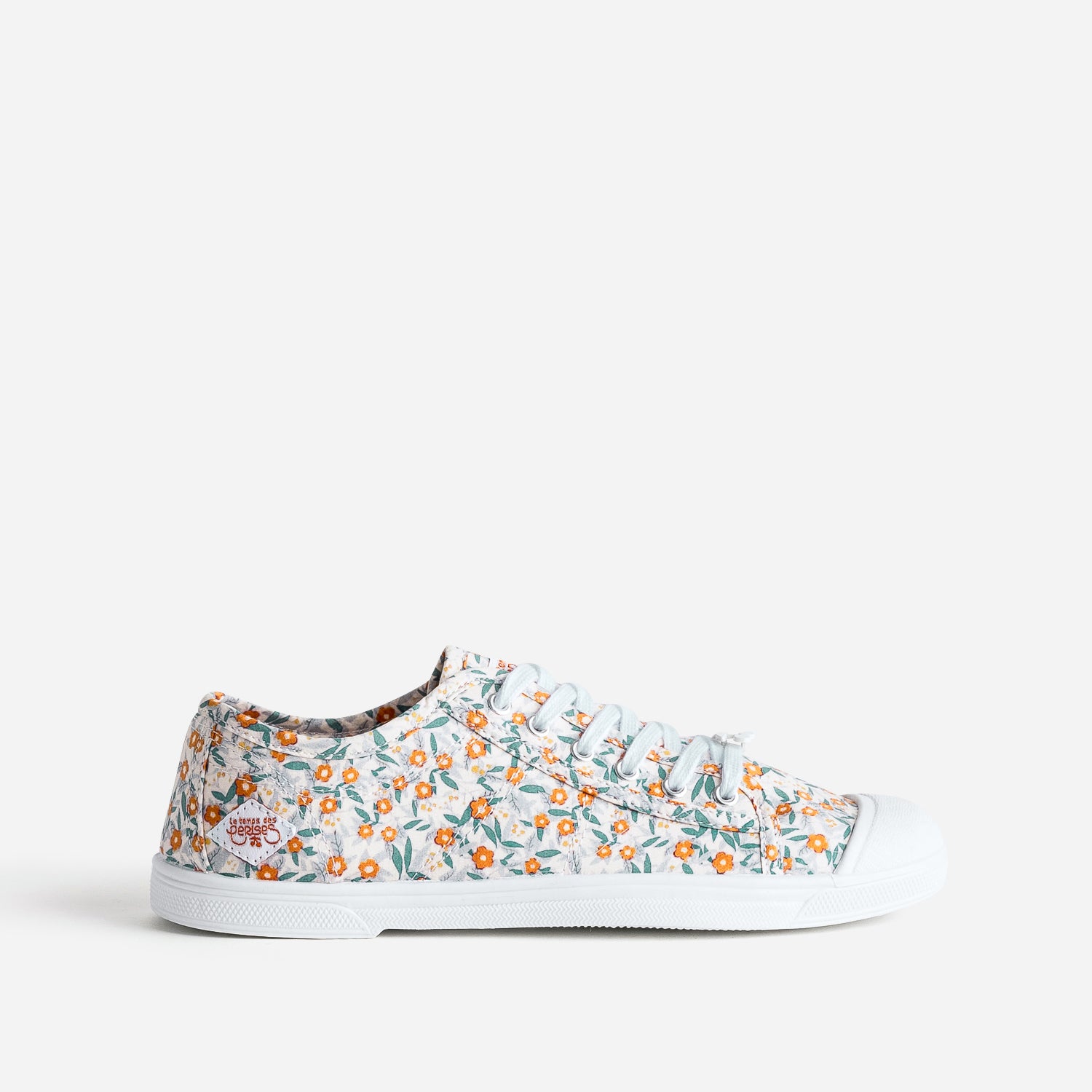 Tennis LE TEMPS DES CERISES beige toile fleurie Baskets Tennis Femme ERAM