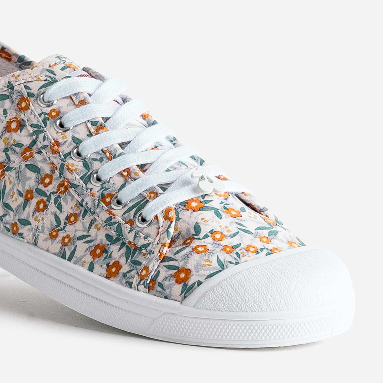 Tennis LE TEMPS DES CERISES beige toile fleurie Baskets Tennis Femme ERAM