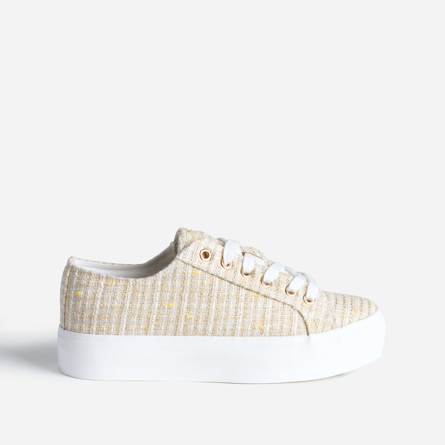 Tennis plateforme TEXTO beige effet tweed Toiles Femme ERAM