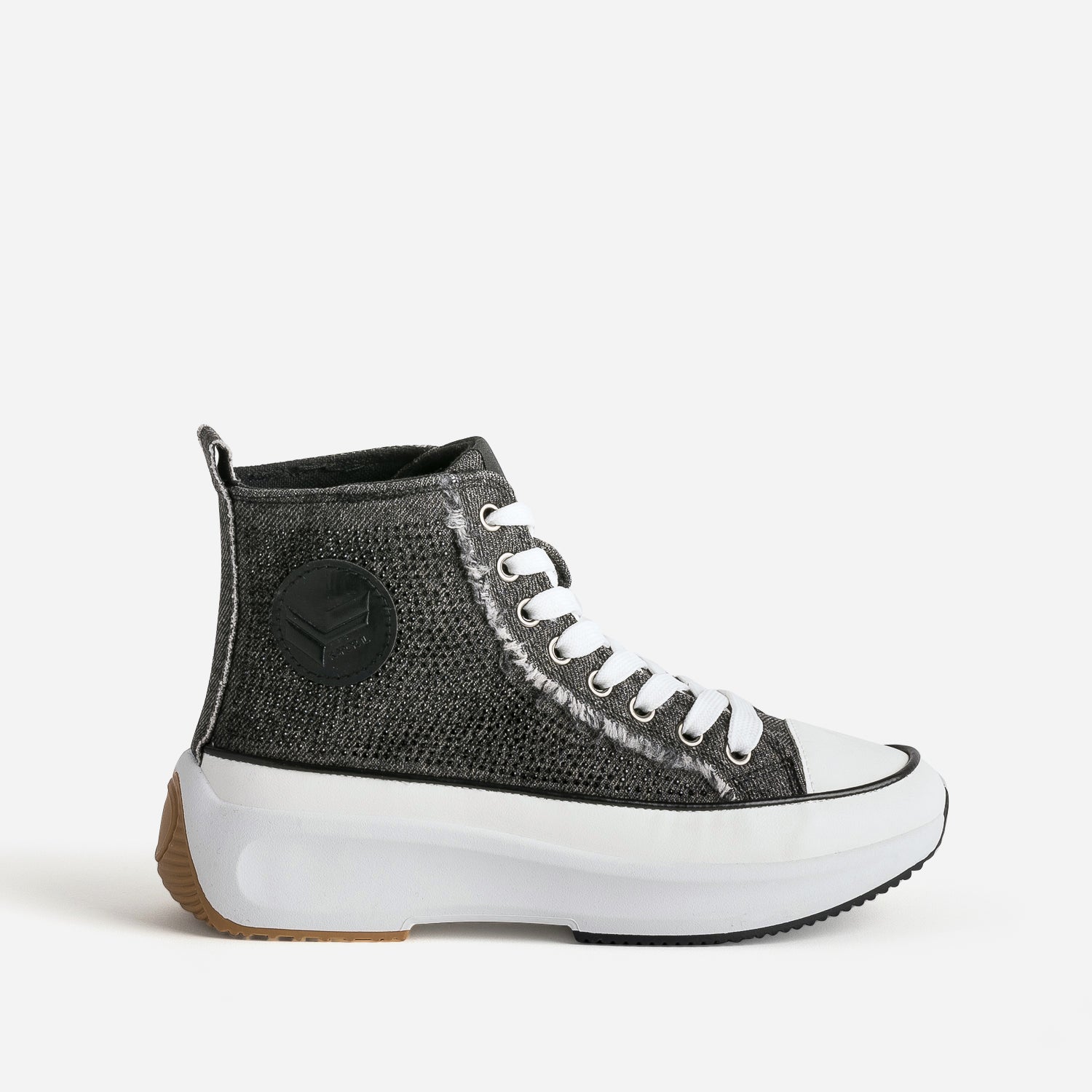 Basket KAPORAL grise denim strasse a plateforme