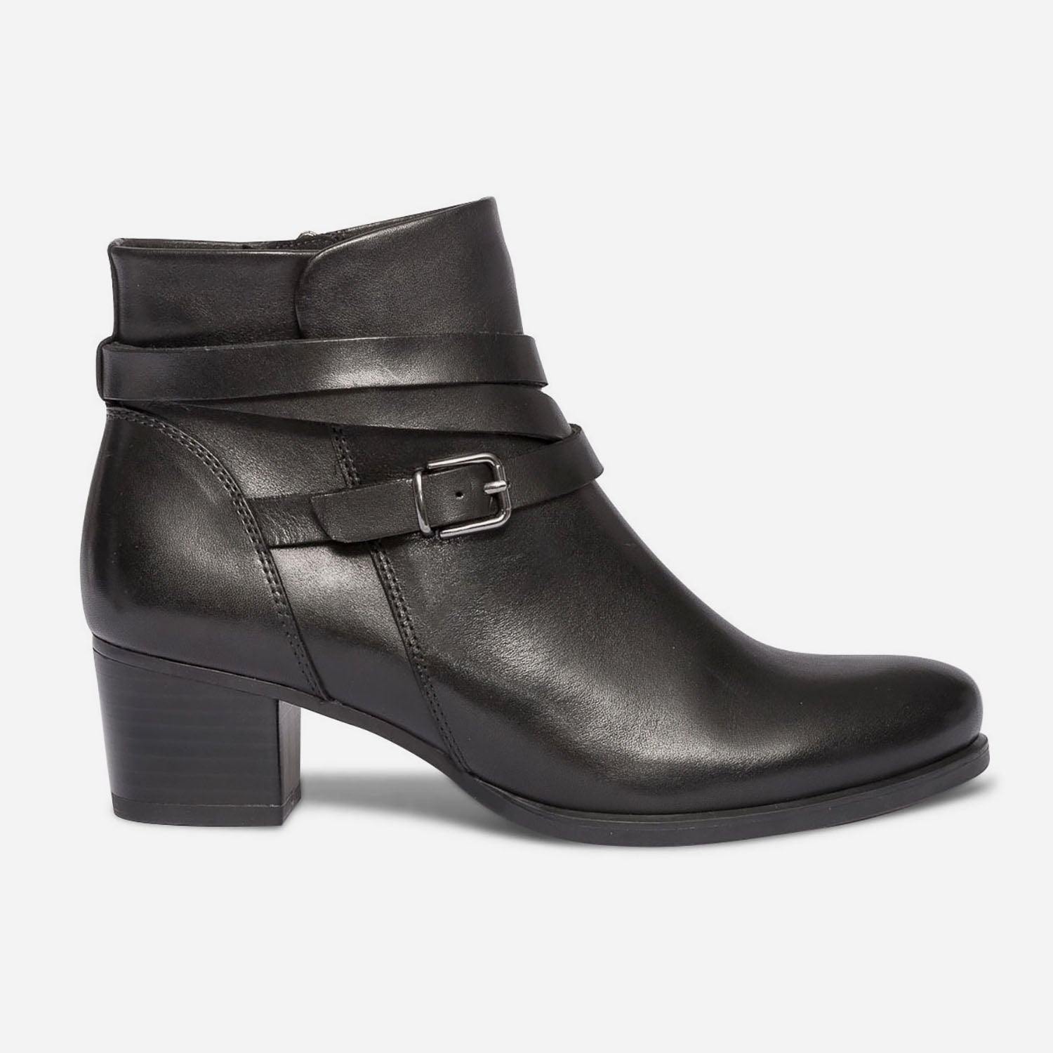 Boots CAPRICE noir en cuir avec brides Boots bottines Femme ERAM