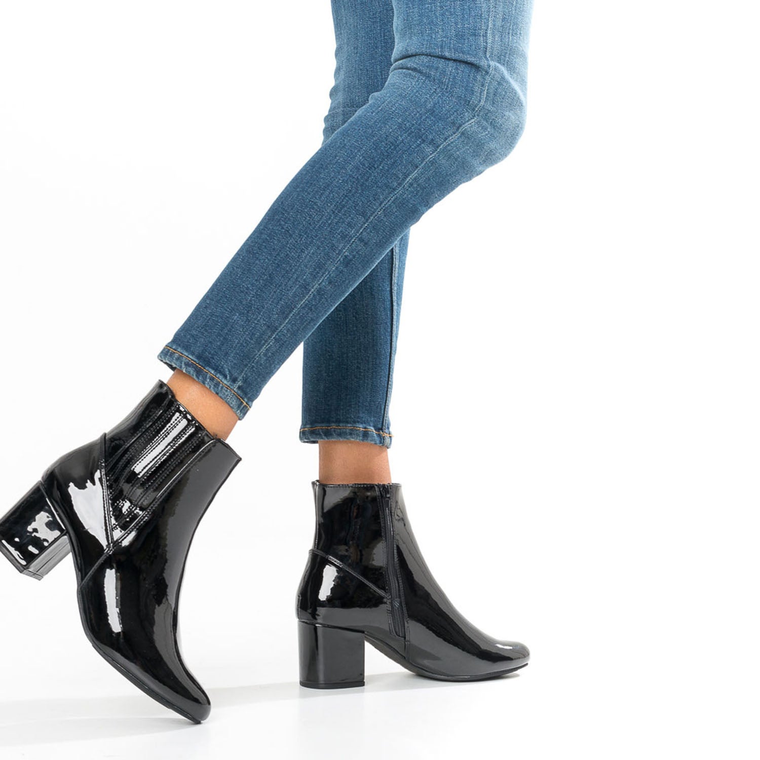 Boots TEXTO noir verni Boots bottines Femme ERAM