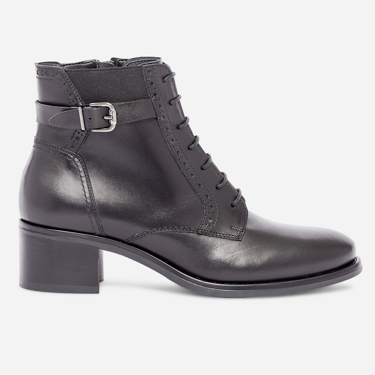 Boots lacet noir en cuir Boots bottines Femme ERAM