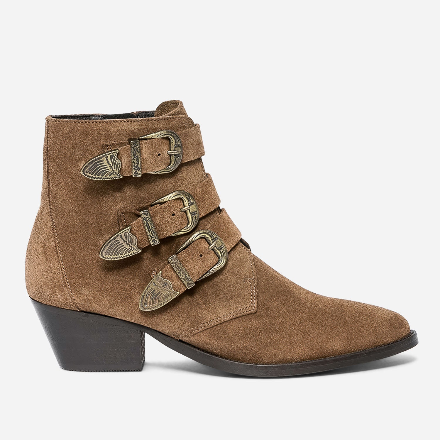 Boots TEXTO camel a boucles gravees esprit Western Boots bottines Femme ERAM