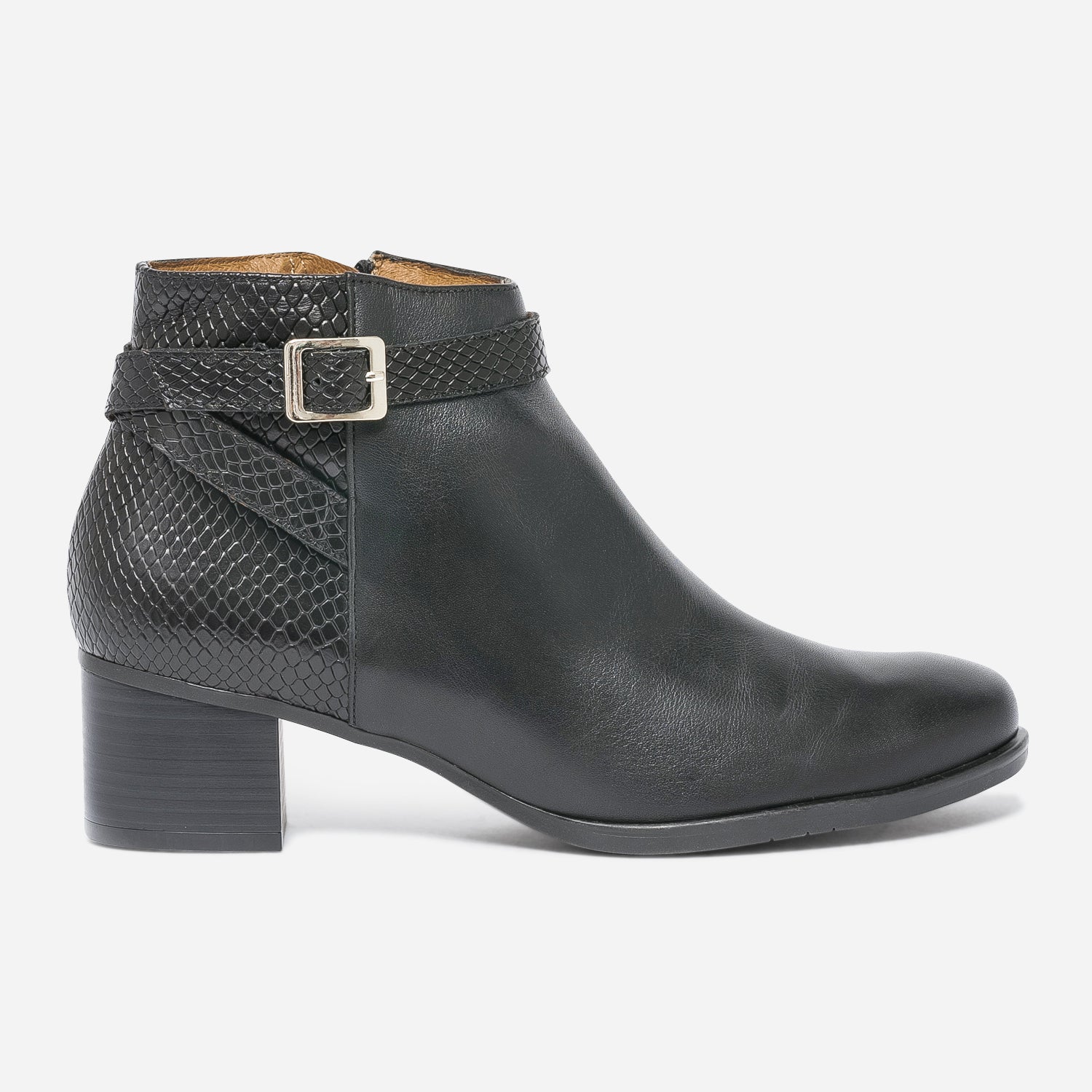Boots talon ERAM FLEX noir cuir emboss