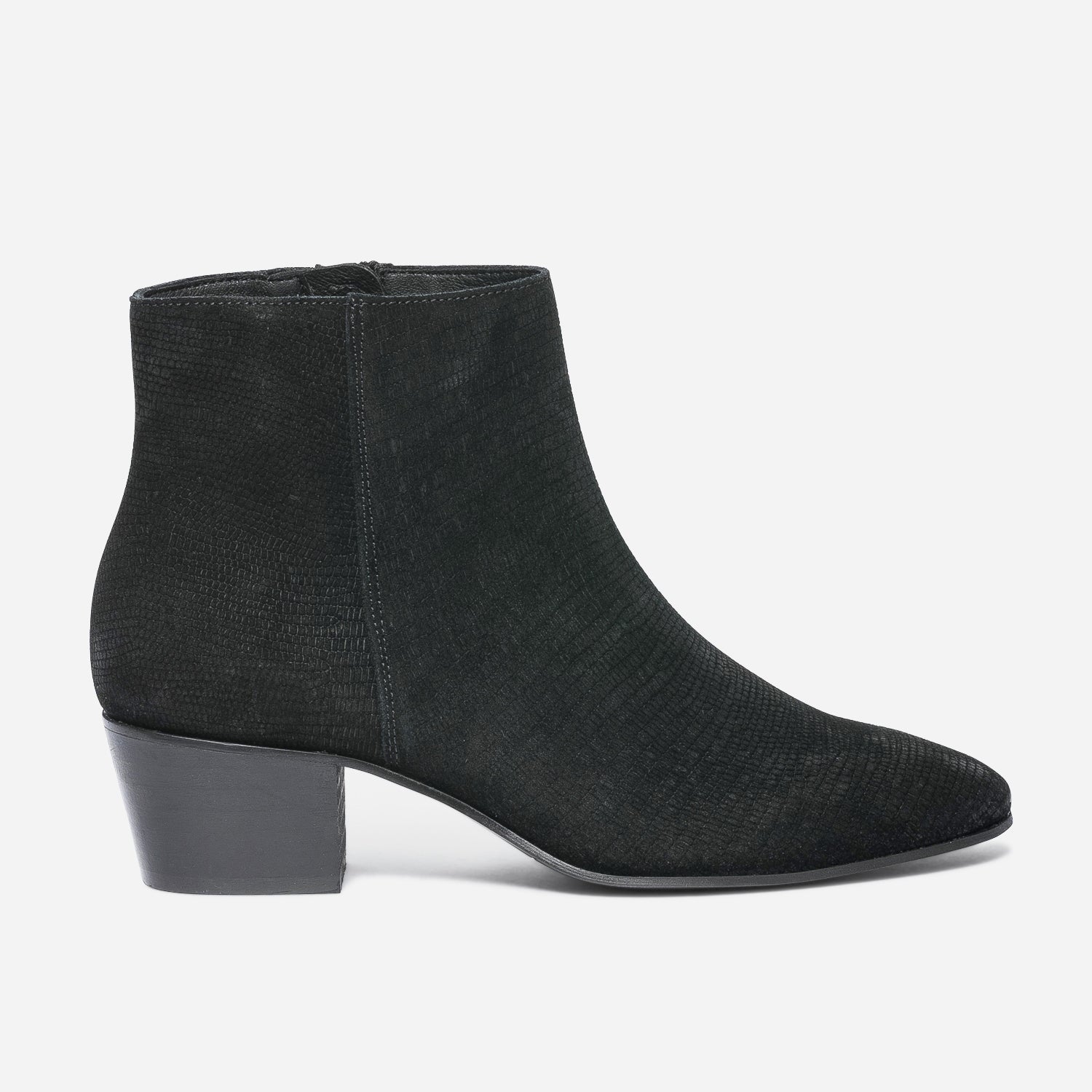 Boots TEXTO noir eco concu cuir velours embosse Boots bottines Femme ERAM