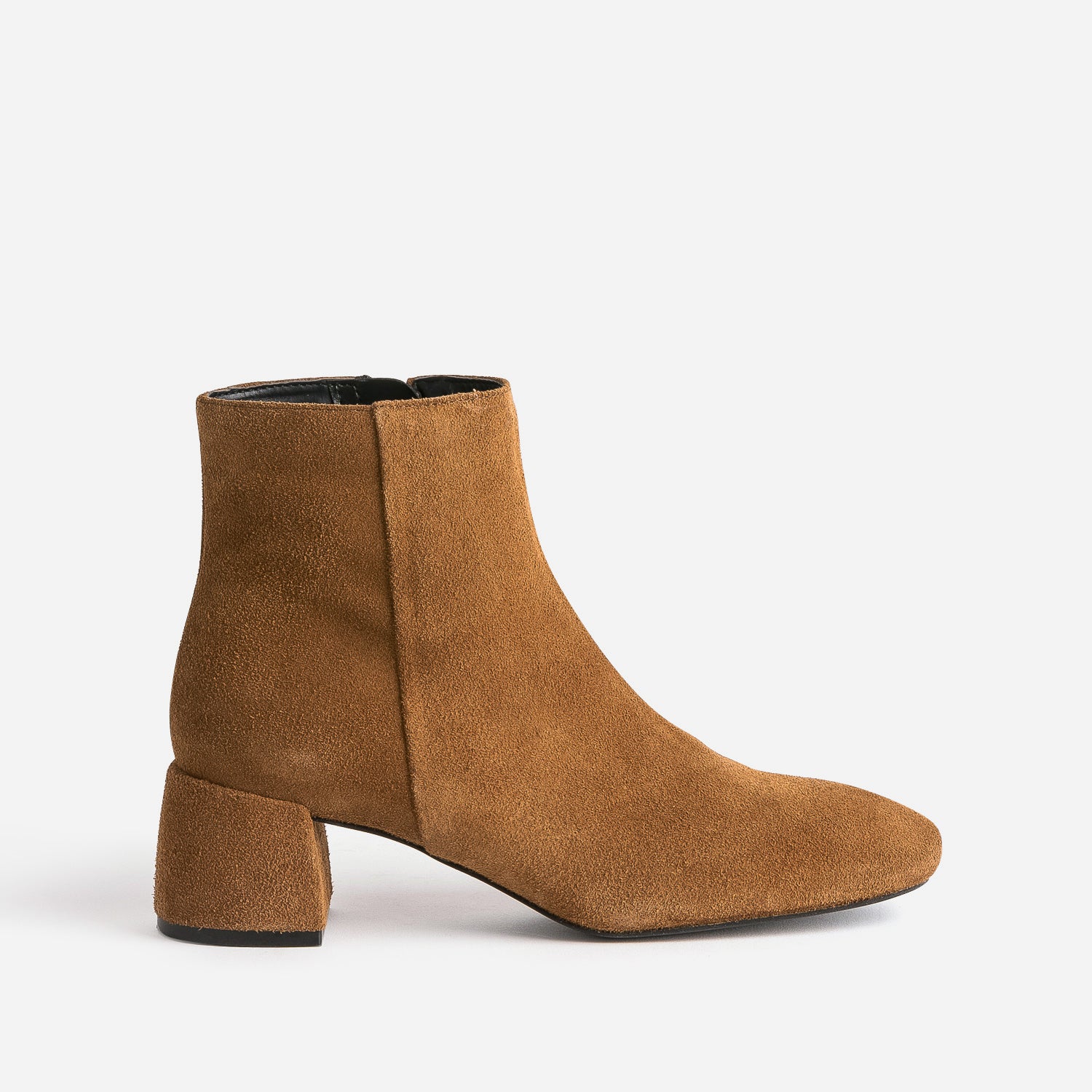 Boots camel en cuir velours a talon flare Boots bottines Femme ERAM