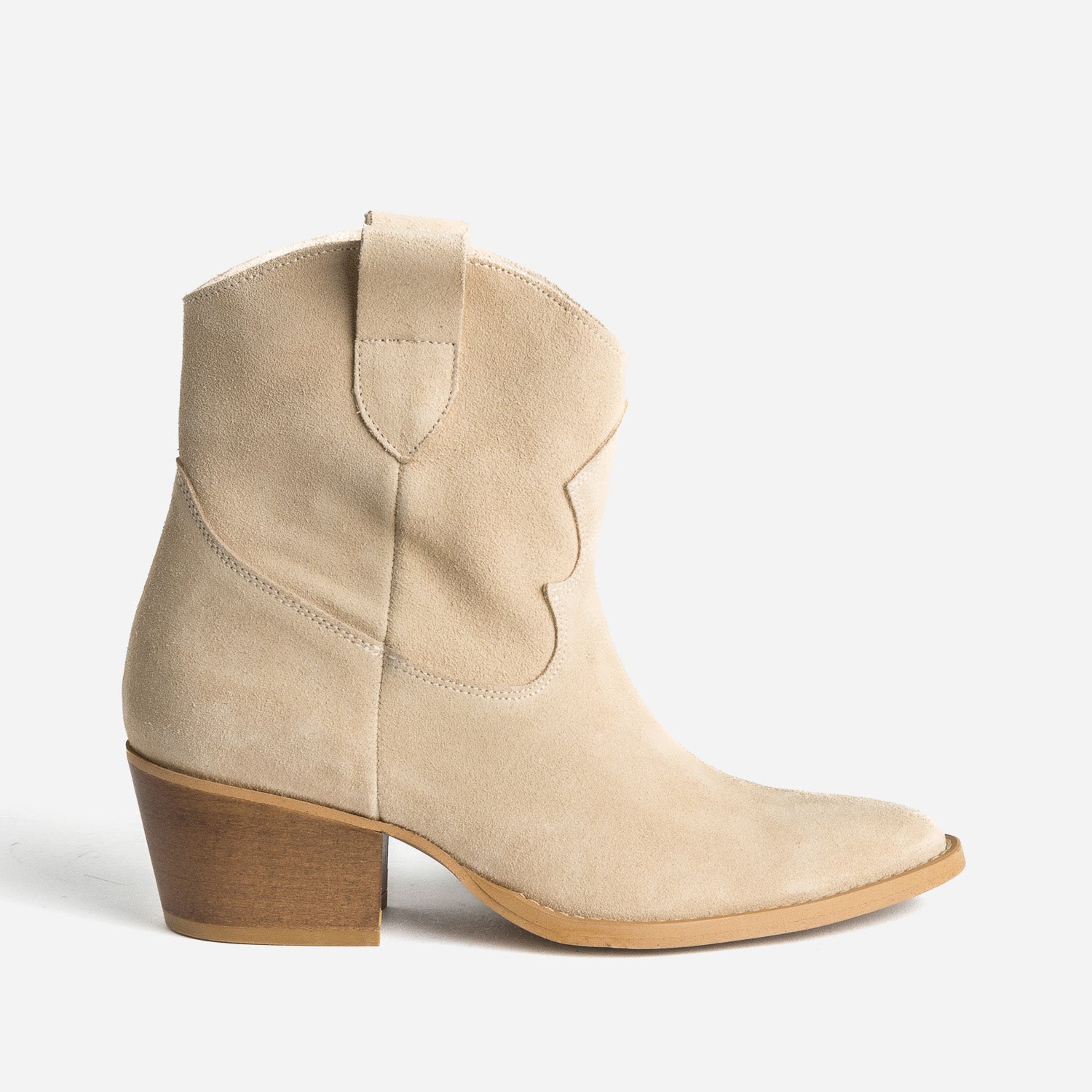 Boots Western TEXTO beige cuir velours eco concu