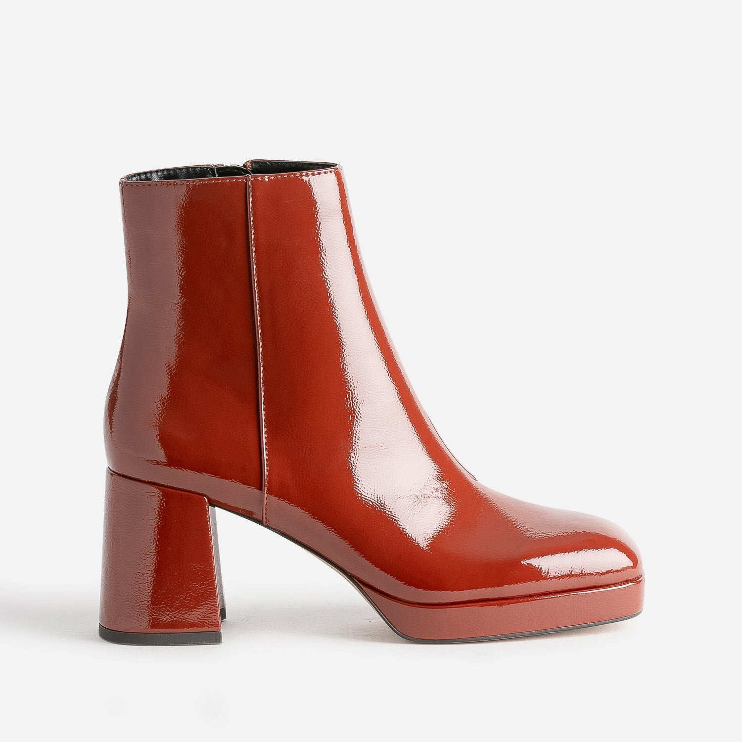 Boots camel verni co con u plateforme