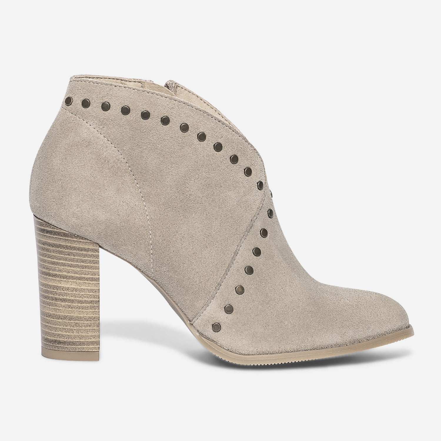 Low boots TEXTO beige en cuir velours a clous Boots bottines Femme ERAM