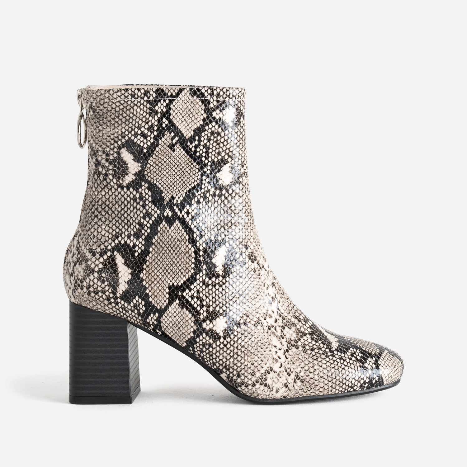 Boots noir imprime effet python a zip arriere Boots bottines Femme ERAM