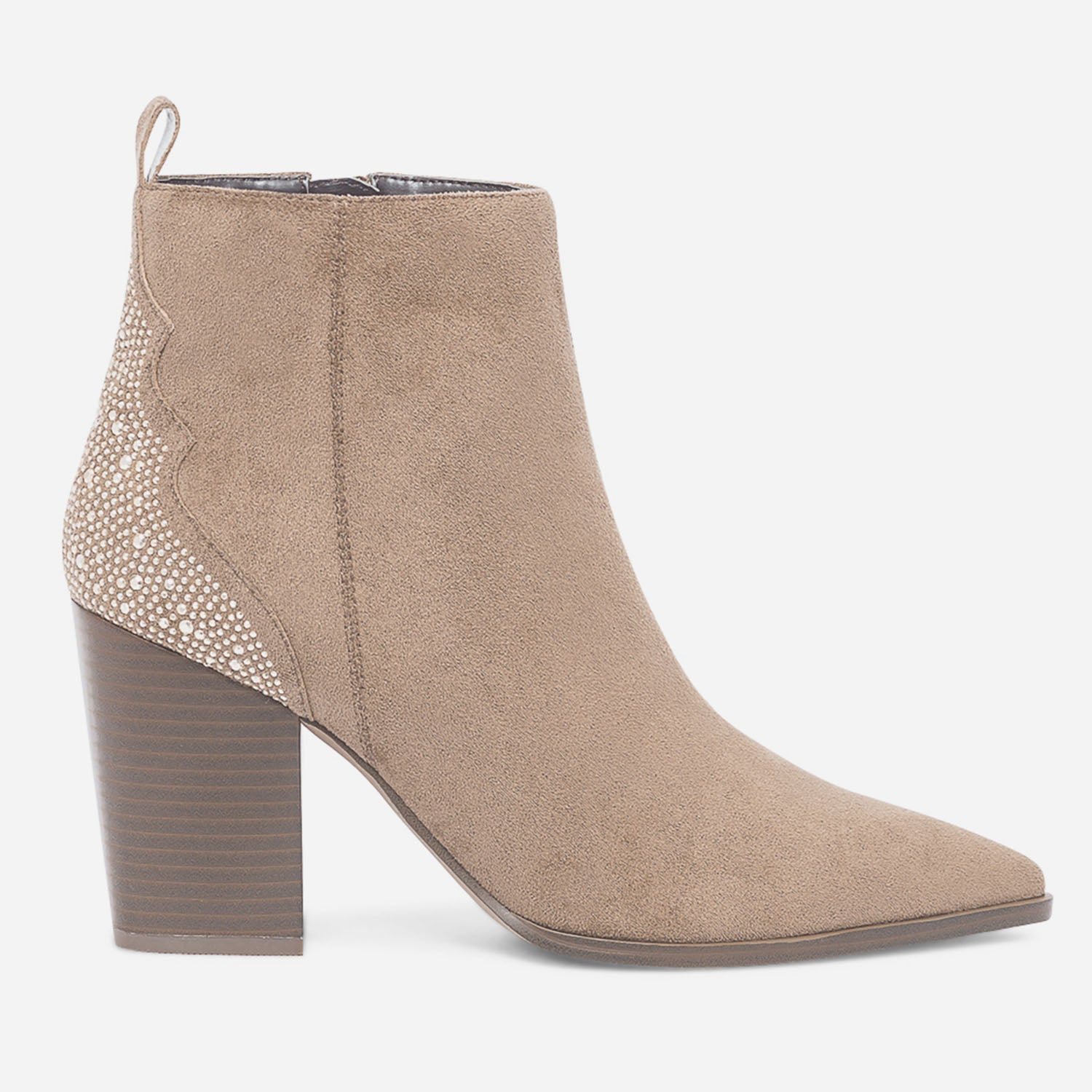 Boots TEXTO beige en cuir velours a talon strasse Boots bottines Femme ERAM