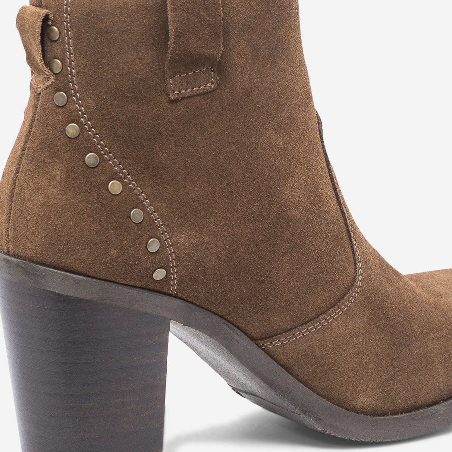 Boots TEXTO camel en cuir velours avec ruban Boots bottines Femme ERAM