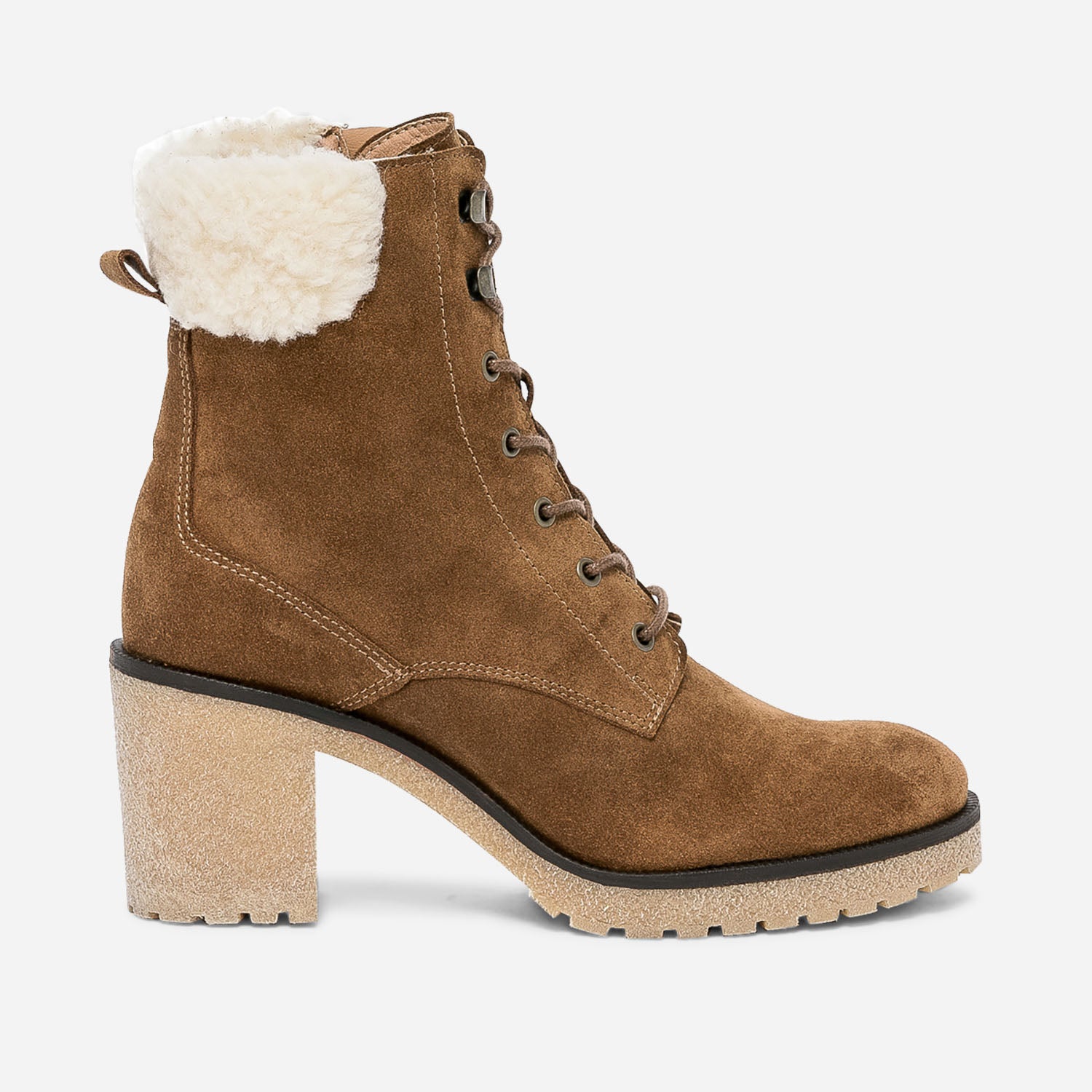 Bottine cognac en cuir velours eco concu Boots bottines Femme ERAM