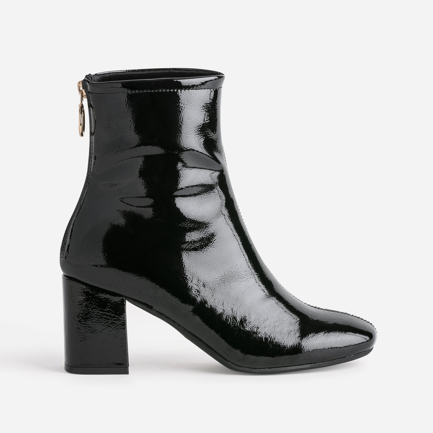 Boots noir verni zip arri re