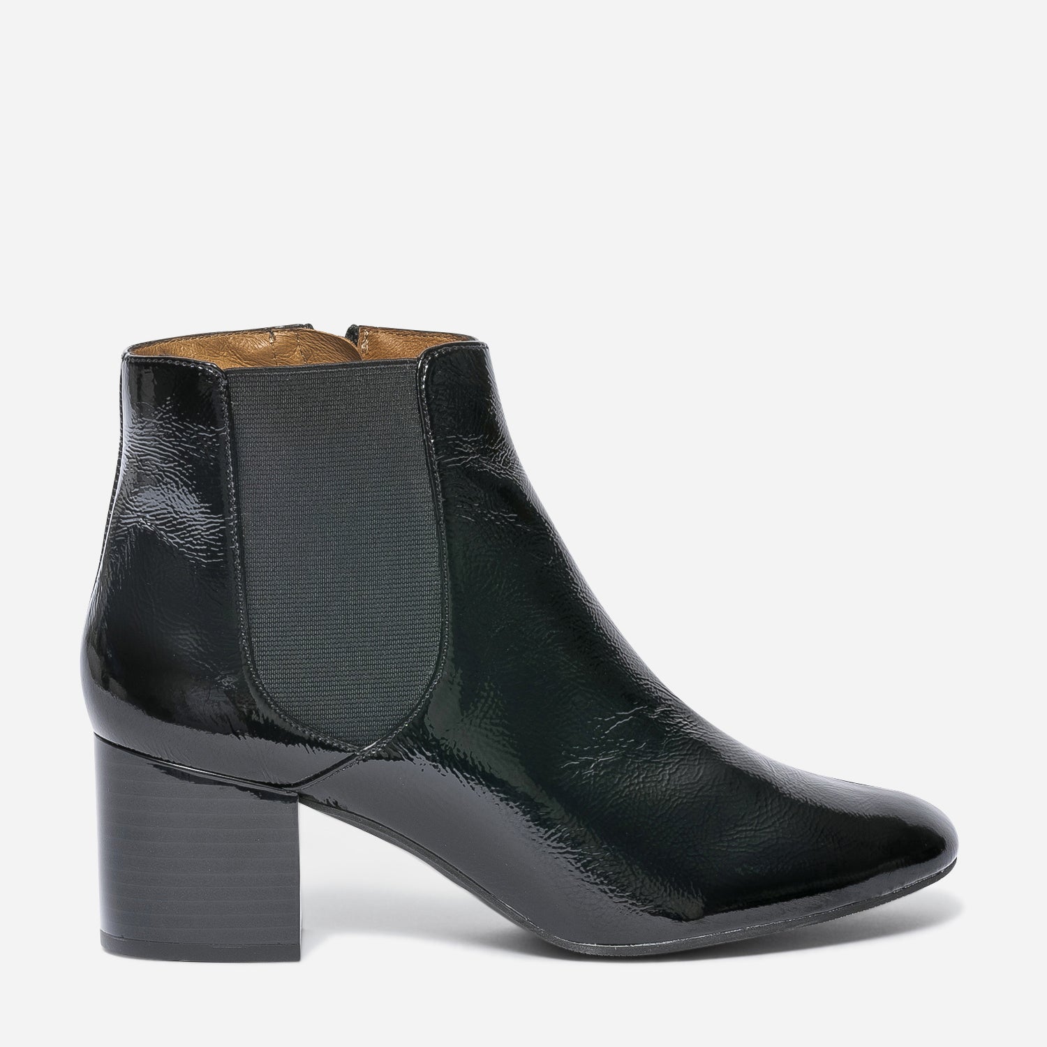 Chelsea boots ERAM FLEX noir en cuir verni