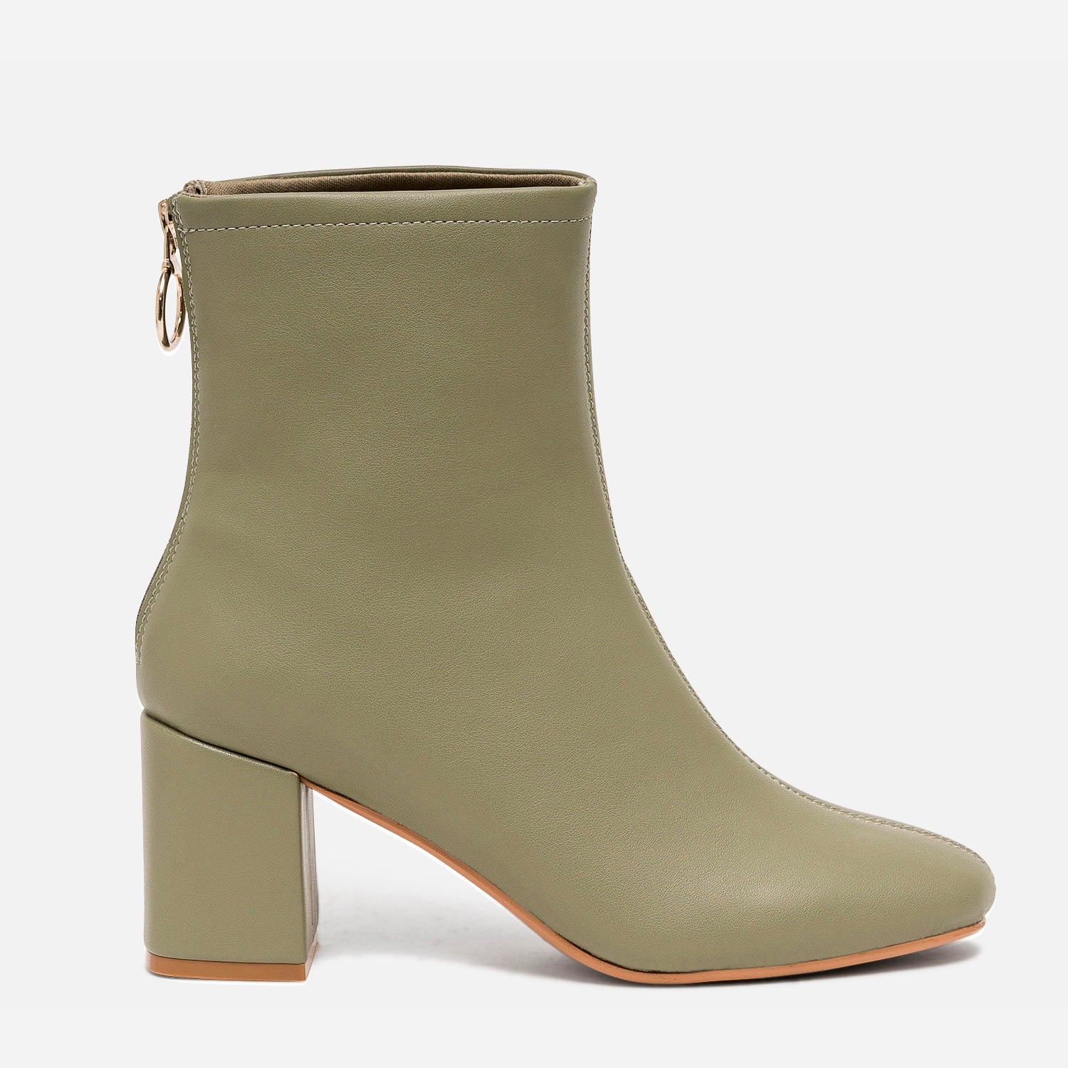 Boots kaki mat zip arri re Boots bottines Femme ERAM