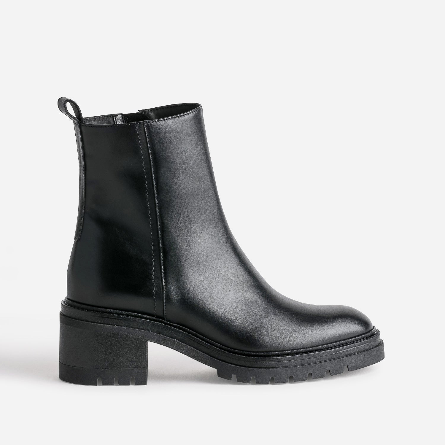 Boots TEXTO noir en cuir semelle crantee Boots bottines Femme ERAM