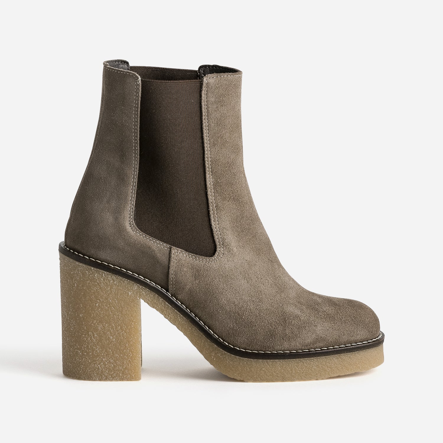 Chelsea boots gris cuir velours semelle effet crepe Boots bottines Femme ERAM