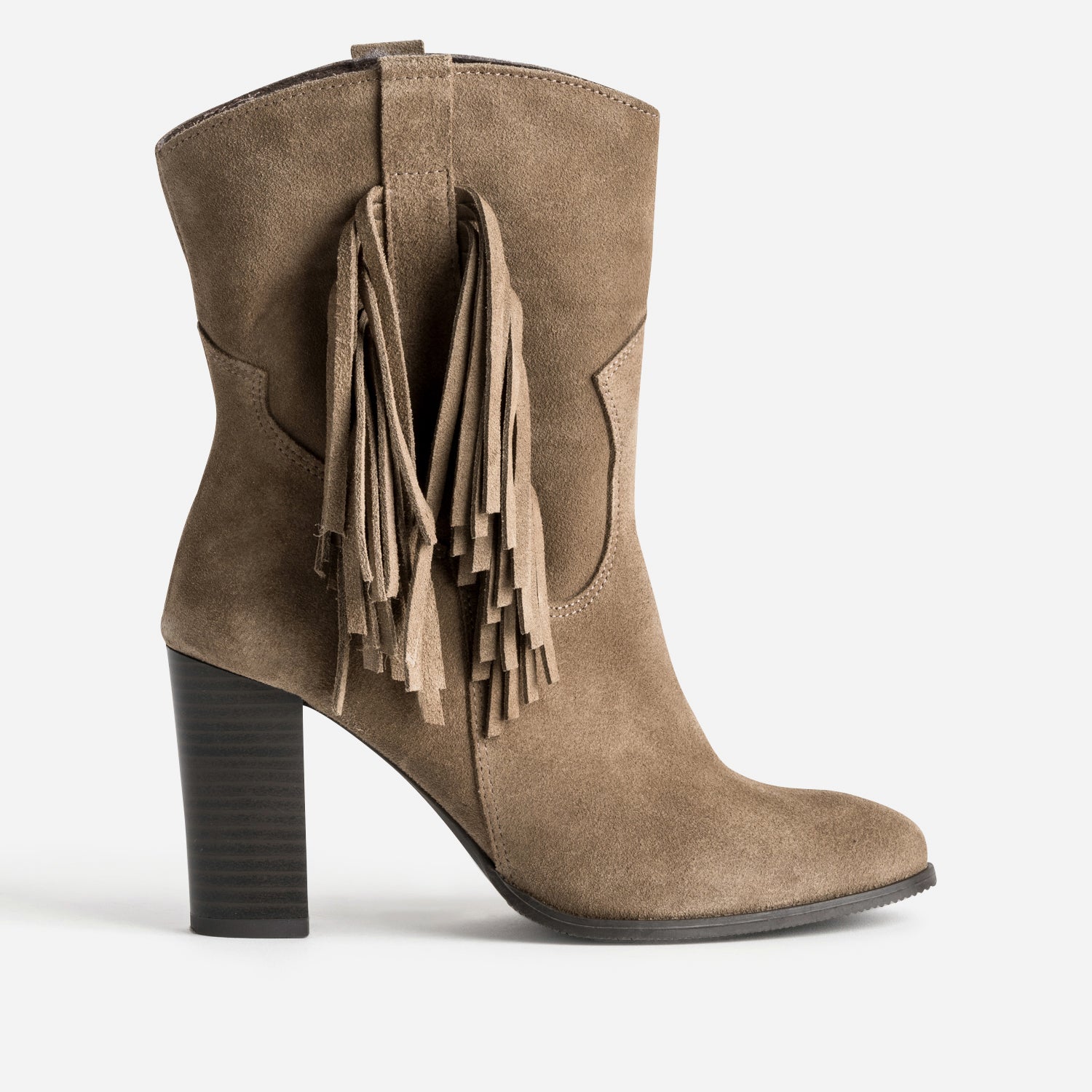 Boots TEXTO taupe cuir velours a franges Boots bottines Femme ERAM