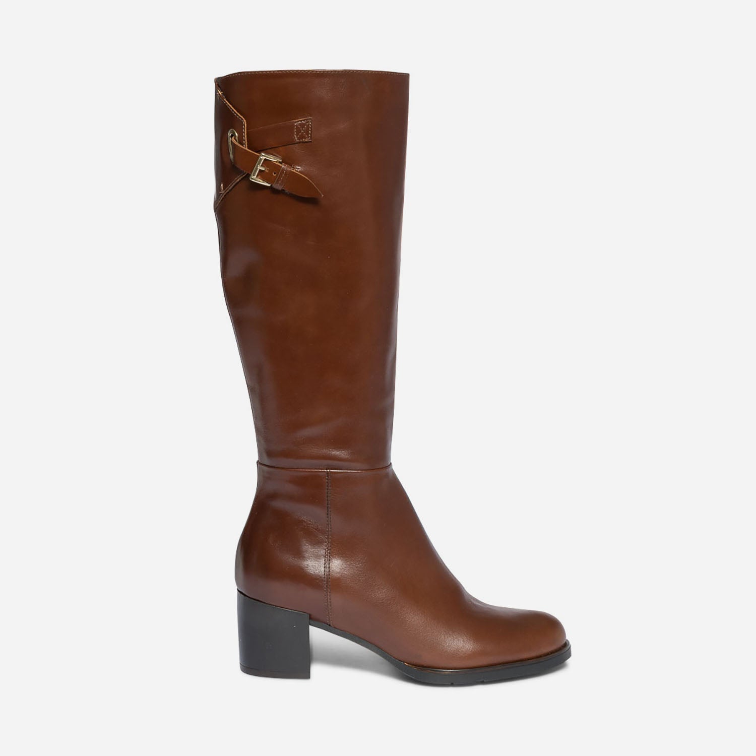Botte cognac en cuir pour mollet fin Bottes Femme ERAM