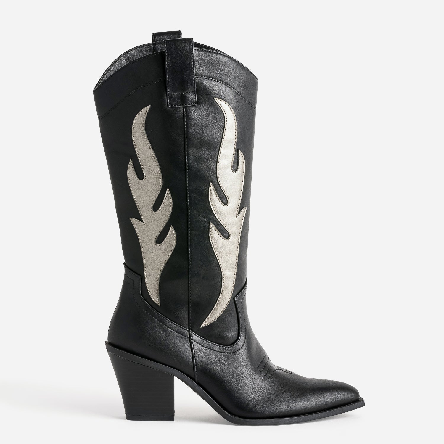 Botte santiag TEXTO noir decoupes grises Bottes Femme ERAM